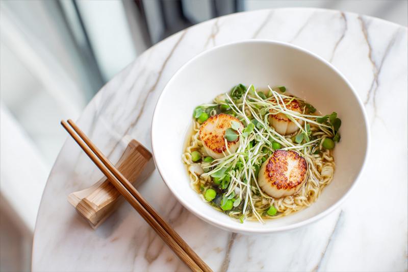 Scallop Pea Shoot Ramen